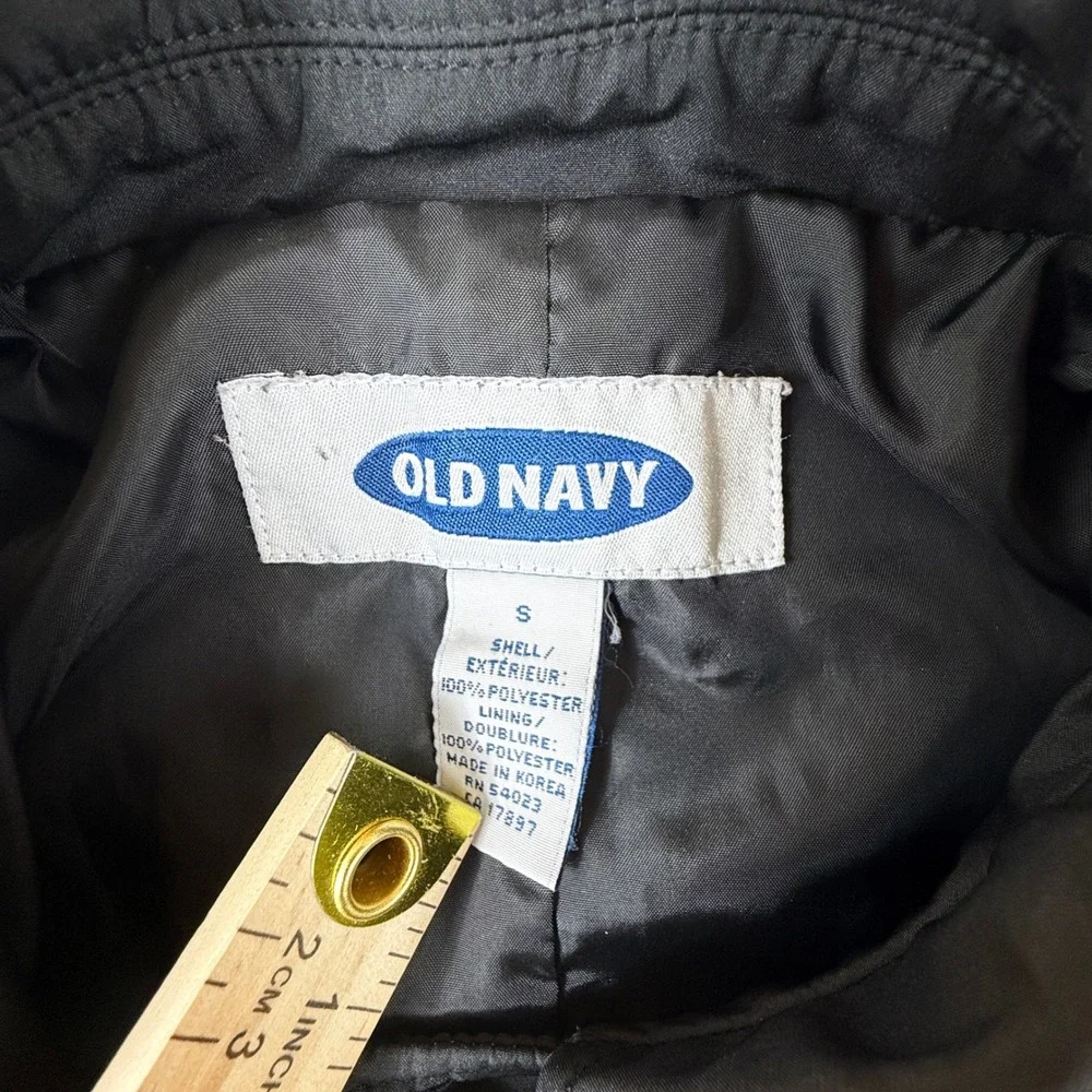 Old Navy Womens Black Car Coat Mid Length Hidden Button Jacket Size S RN 54023